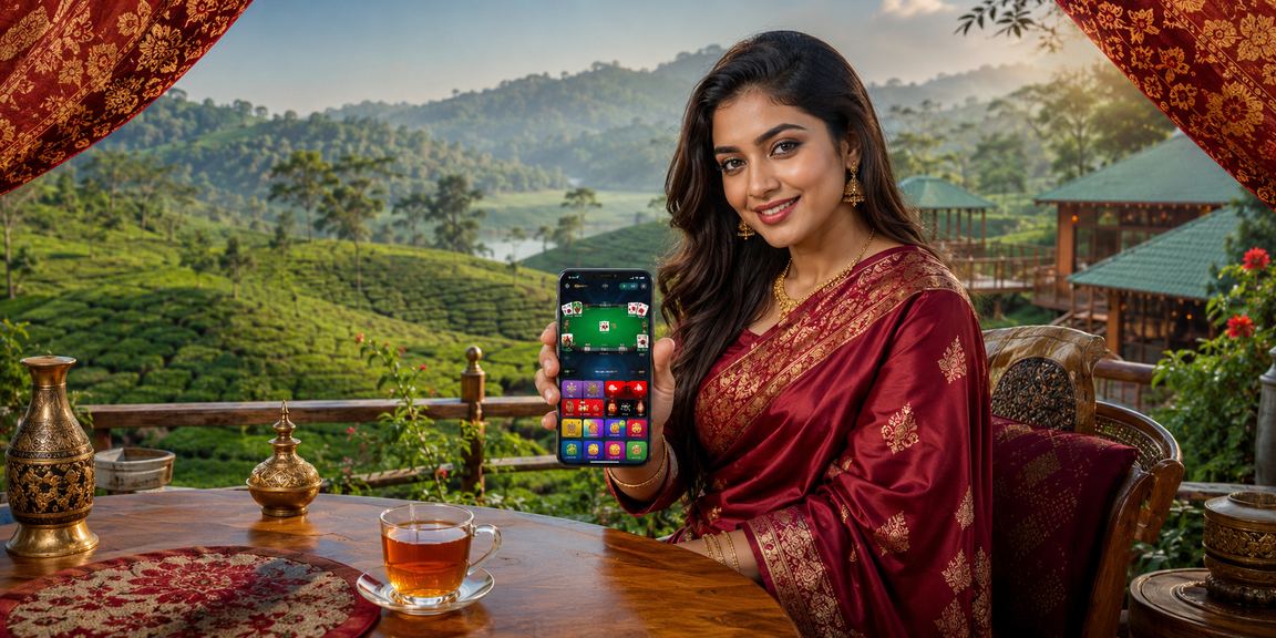 সিলেটের চা বাগানে মোবাইলে sona100 উপভোগ করছেন একজন ব্যবহারকারী